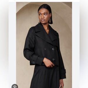 Cropped Linen Trench Coat, Banana Republic, Small